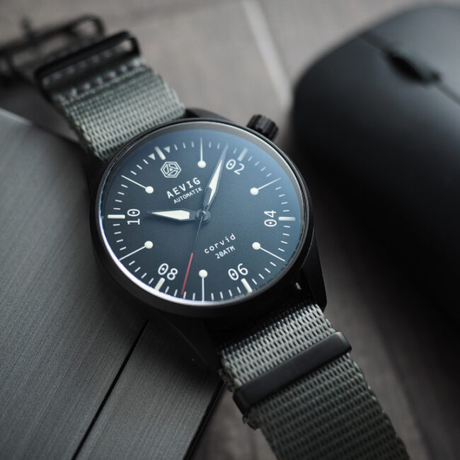 Aevig Corvid fieldwatch custom-made watch